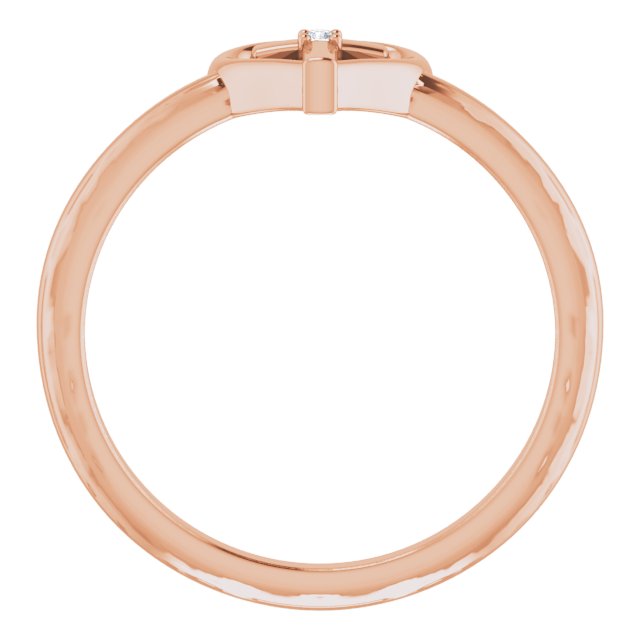 14K Gold Round Natural Diamond Accented Cross & Heart Ring - Rose Gold - view 2