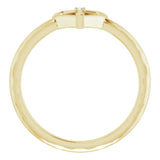 14K Gold Round Natural Diamond Accented Cross & Heart Ring - Yellow Gold - view 2