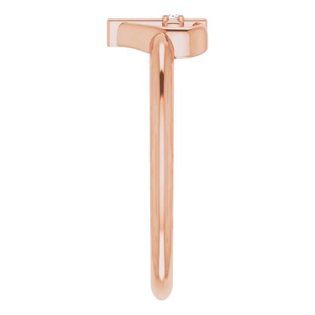 14K Gold Round Natural Diamond Accented Cross & Heart Ring - Rose Gold - view 4