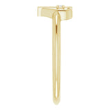 14K Gold Round Natural Diamond Accented Cross & Heart Ring - Yellow Gold - view 4