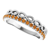 14K Gold Round Natural Citrine Infinity-Inspired Stackable Ring - White Gold - view 5
