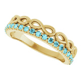 14K Gold Round Natural Blue Zircon Infinity-Inspired Stackable Ring - Yellow Gold - view 5