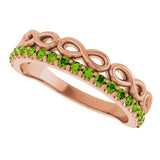 14K Gold Round Natural Peridot Infinity-Inspired Stackable Ring - Rose Gold - view 5