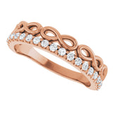 14K Gold Round Natural Diamond Infinity-Inspired Stackable Ring - Rose Gold - view 5