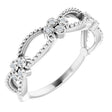 14K Gold Round Natural Diamond Stackable Bead Ring - White Gold