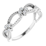 Platinum Round Natural Diamond Stackable Bead Ring
