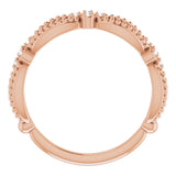 14K Gold Round Natural Diamond Stackable Bead Ring - Rose Gold - view 2