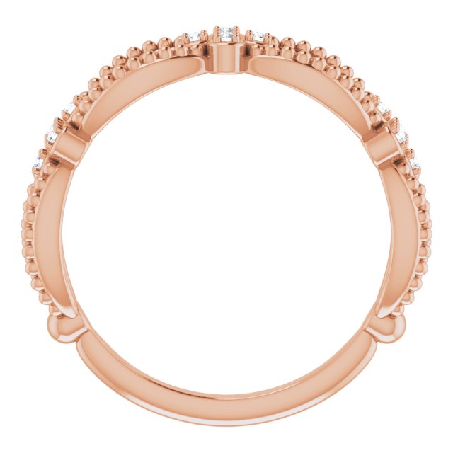 14K Gold Round Natural Diamond Stackable Bead Ring - Rose Gold - view 2