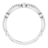 Platinum Round Natural Diamond Stackable Bead Ring - view 2