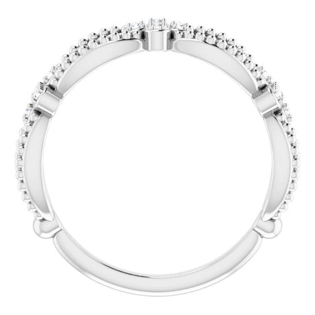 Platinum Round Natural Diamond Stackable Bead Ring - view 2
