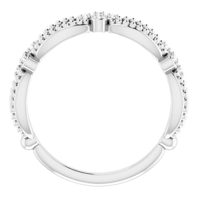 Platinum Round Natural Diamond Stackable Bead Ring - view 2
