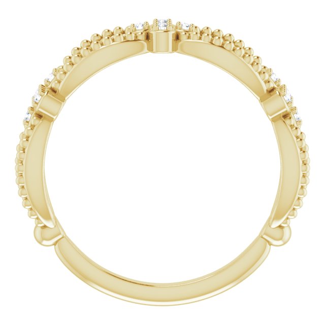 14K Gold Round Natural Diamond Stackable Bead Ring - Yellow Gold - view 2