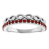 Platinum Round Natural Mozambique Garnet Infinity-Inspired Stackable Ring - view 3