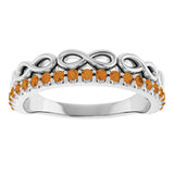 14K Gold Round Natural Citrine Infinity-Inspired Stackable Ring - White Gold - view 3