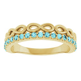 14K Gold Round Natural Blue Zircon Infinity-Inspired Stackable Ring - Yellow Gold - view 3