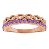 14K Gold Round Natural Amethyst Infinity-Inspired Stackable Ring - Rose Gold - view 3