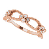 14K Gold Round Natural Diamond Stackable Bead Ring - Rose Gold - view 5