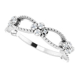 Platinum Round Natural Diamond Stackable Bead Ring - view 5