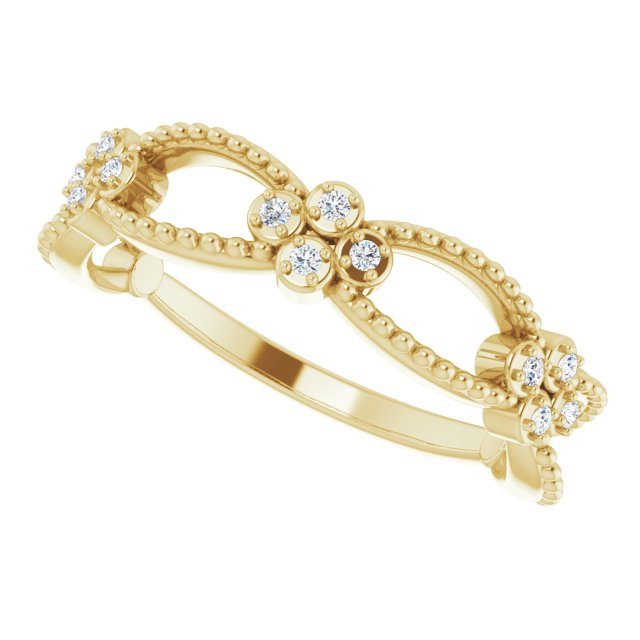 14K Gold Round Natural Diamond Stackable Bead Ring - Yellow Gold - view 5