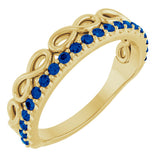 14K Gold Round Natural Blue Sapphire Infinity-Inspired Stackable Ring - Yellow Gold
