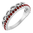 14K Gold Round Natural Mozambique Garnet Infinity-Inspired Stackable Ring - White Gold