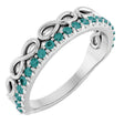 14K Gold Round Natural Alexandrite Infinity-Inspired Stackable Ring - White Gold