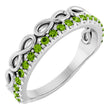 Platinum Round Natural Peridot Infinity-Inspired Stackable Ring