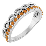 14K Gold Round Natural Citrine Infinity-Inspired Stackable Ring - White Gold