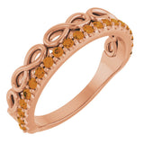 14K Gold Round Natural Citrine Infinity-Inspired Stackable Ring - Rose Gold