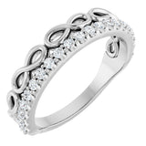14K Gold Round Natural Diamond Infinity-Inspired Stackable Ring - White Gold