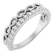 Platinum Round Natural Diamond Infinity-Inspired Stackable Ring