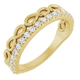 14K Gold Round Natural Diamond Infinity-Inspired Stackable Ring - Yellow Gold