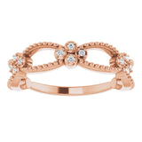 14K Gold Round Natural Diamond Stackable Bead Ring - Rose Gold - view 3