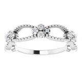 Platinum Round Natural Diamond Stackable Bead Ring - view 3