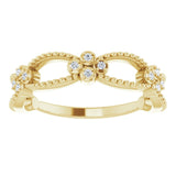 14K Gold Round Natural Diamond Stackable Bead Ring - Yellow Gold - view 3