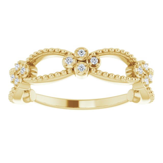14K Gold Round Natural Diamond Stackable Bead Ring - Yellow Gold - view 3