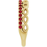 14K Gold Round Natural Ruby Infinity-Inspired Stackable Ring - Yellow Gold - view 4