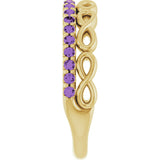 14K Gold Round Natural Amethyst Infinity-Inspired Stackable Ring - Yellow Gold - view 4