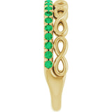 14K Gold Round Natural Emerald Infinity-Inspired Stackable Ring - Yellow Gold - view 4