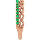 14K Gold Round Natural Emerald Infinity-Inspired Stackable Ring - Rose Gold - view 4