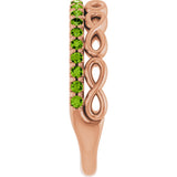 14K Gold Round Natural Peridot Infinity-Inspired Stackable Ring - Rose Gold - view 4