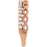 14K Gold Round Natural Diamond Infinity-Inspired Stackable Ring - Rose Gold - view 4