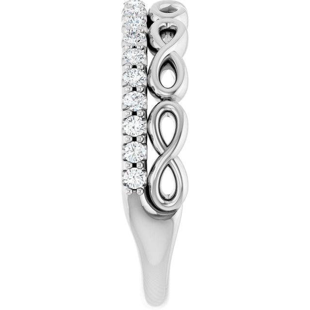 14K Gold Round Natural Diamond Infinity-Inspired Stackable Ring - White Gold - view 4