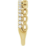 14K Gold Round Natural Diamond Infinity-Inspired Stackable Ring - Yellow Gold - view 4