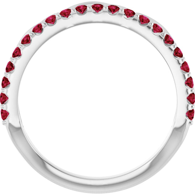 Platinum Round Natural Ruby Infinity-Inspired Stackable Ring - view 2
