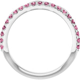 Platinum Round Natural Pink Tourmaline Infinity-Inspired Stackable Ring - view 2