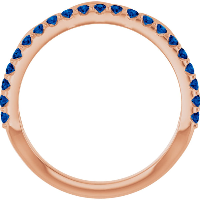 14K Gold Round Natural Blue Sapphire Infinity-Inspired Stackable Ring - Rose Gold - view 2