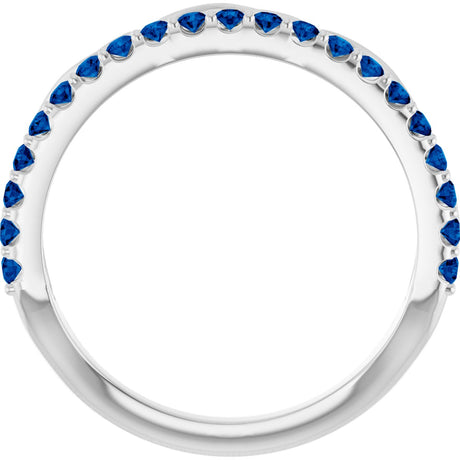 Platinum Round Natural Blue Sapphire Infinity-Inspired Stackable Ring - view 2