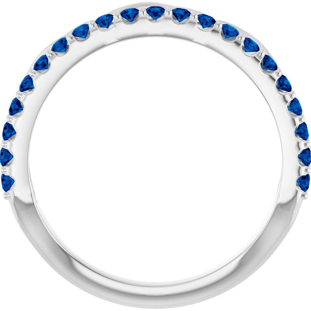 Platinum Round Natural Blue Sapphire Infinity-Inspired Stackable Ring - view 2