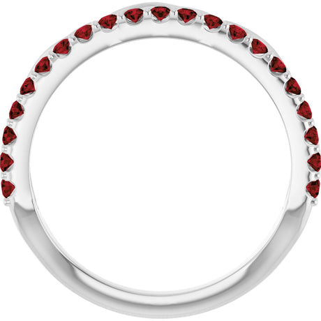 Platinum Round Natural Mozambique Garnet Infinity-Inspired Stackable Ring - view 2